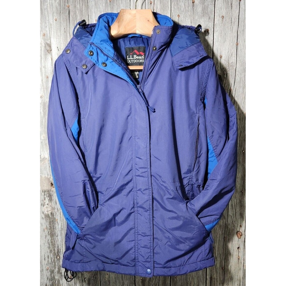 LL Bean Outdoors Womens Blue Thinsulate Ultra Hooded Parka Jacket OHJ35 Med
